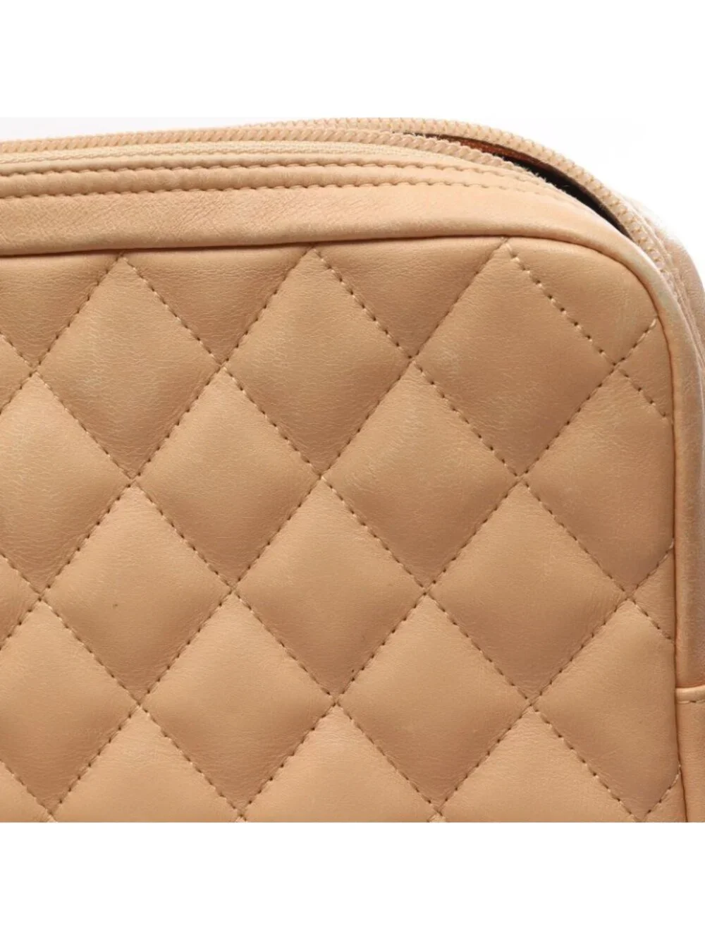 Chanel Shoulder Bag Cambon Line Large Pochette Beige Black Leather